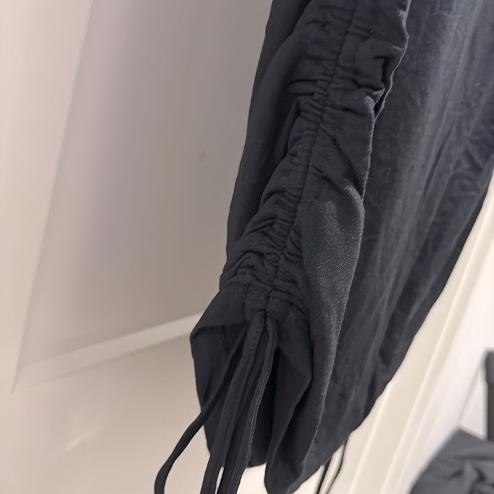 NWT [Lea & Viola] Black Long Sleeve Cinched Rouched Drawstring Dress Women’s S - Picture 10 of 14